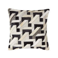 PATCHWORK-KISSEN Fell & Leder 45/45 cm geometrisch - Multicolor, Leder/Textil (45/45cm) - Homescapes