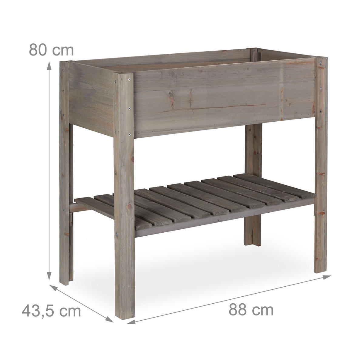 HOCHBEET - Grau, Holz (88/80/43.5cm) - Relaxdays