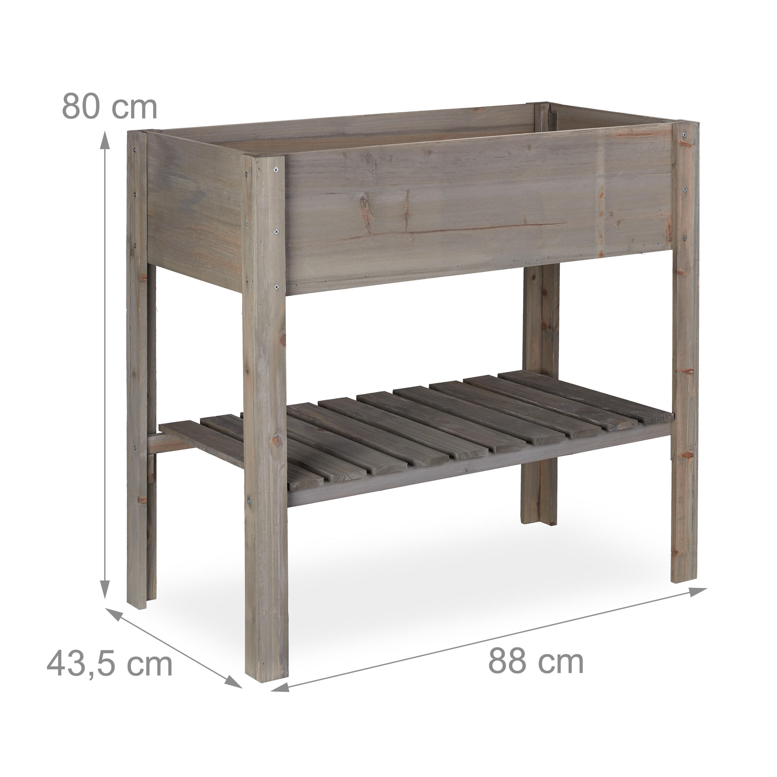 Thumbnail - Relaxdays Hochbeet, Grau, Holz, 88x80x43.5 cm, Gartenzubehör, Hochbeete