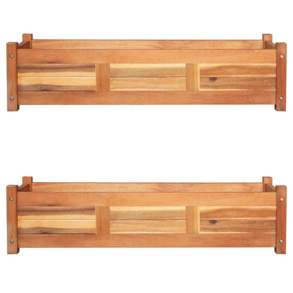 GARTEN-HOCHBEETE 2 Stk. Akazienholz 100x30x25 cm - Braun, Holz (100/25/30cm)