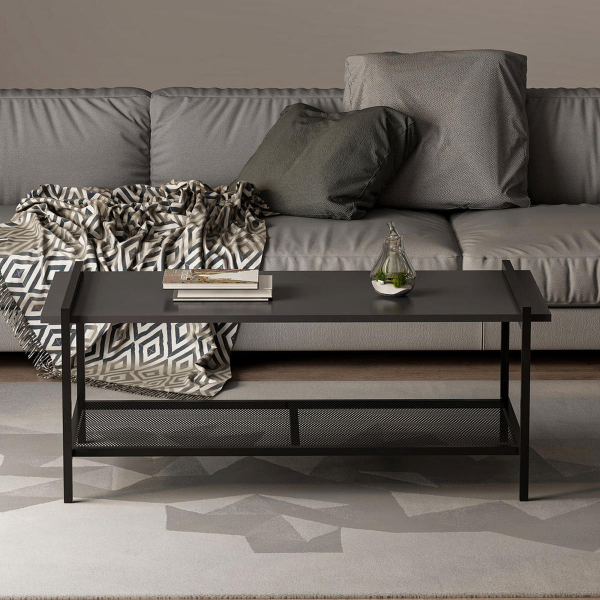 COUCHTISCH Lara mit Metallfüße Anthrazit 9185 - Anthrazit, Holzwerkstoff/Metall (60/120/45cm) - moebel17