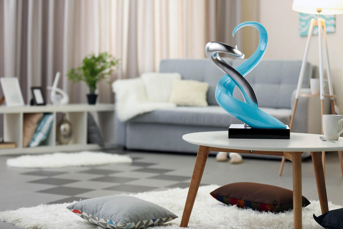 SKULPTUR Blau 45/63 cm - Blau/Silberfarben, Stein (8.75/63/28cm) - KUNSTLOFT