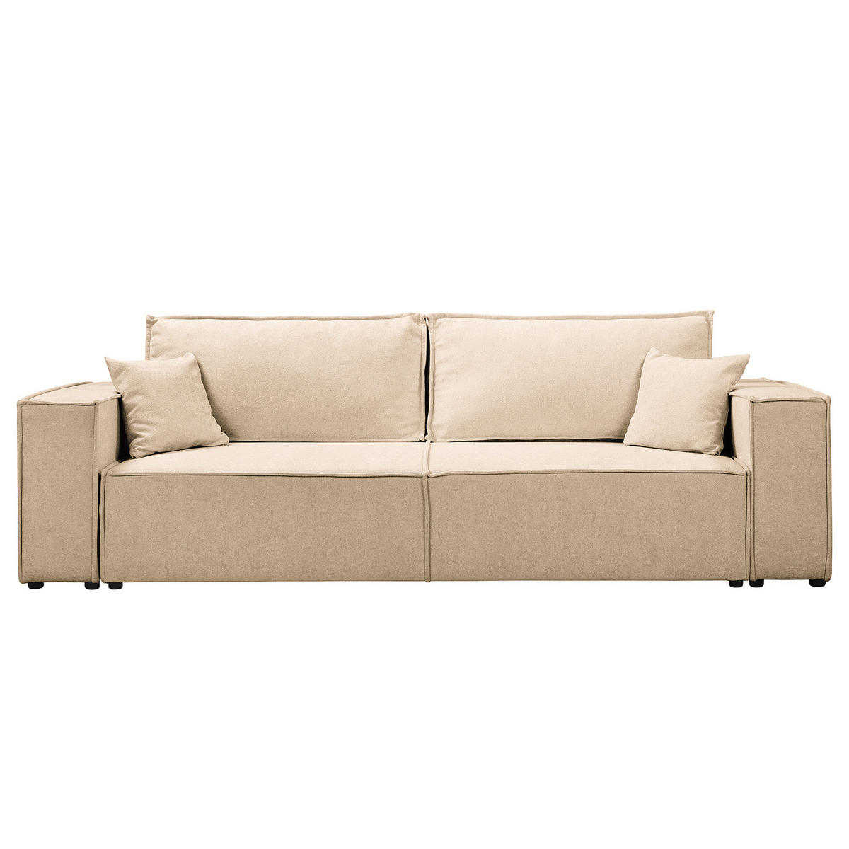 SCHLAFSOFA - Bouclé - Beige/Schwarz, Kunststoff/Textil (255/70/105cm) - home24