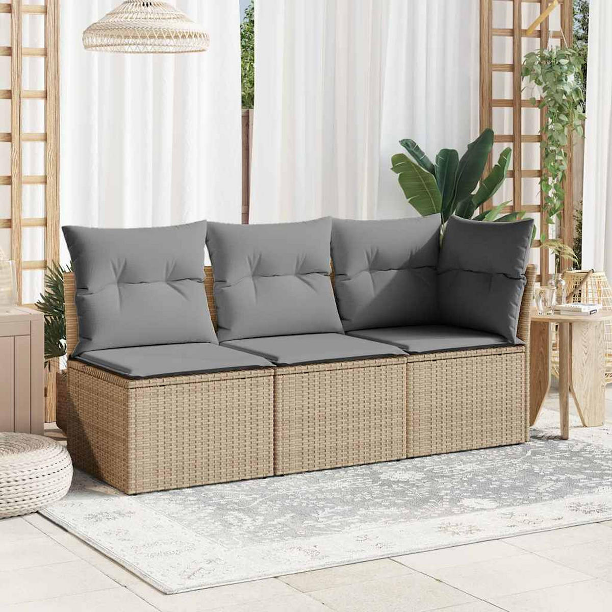 GARTENSESSEL Ohne Armlehnen Mit Kissen Beige Poly Rattan - Beige, Kunststoff (55/69/62cm) - vidaXL