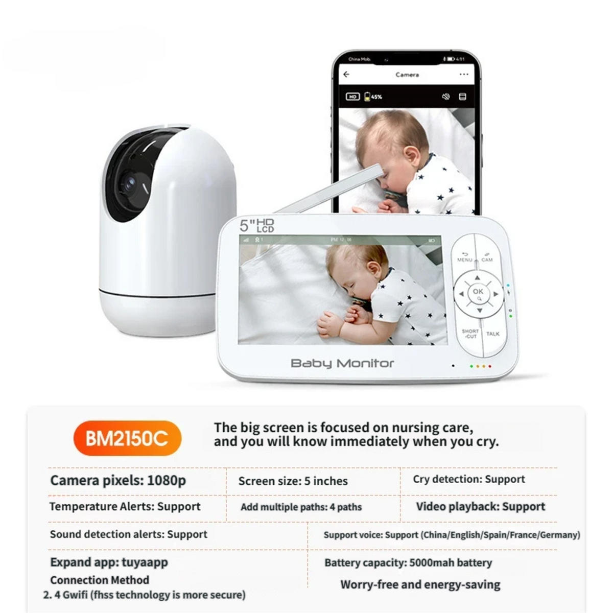 BABYPHONE, 720P - Weiß, Kunststoff - Authentics