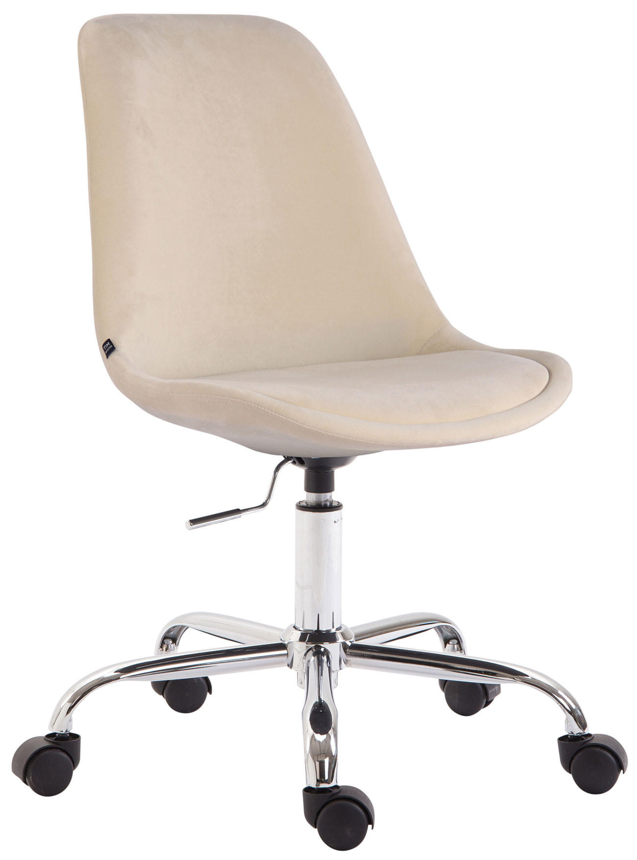 DREHSTUHL Samt creme - Chromfarben/Creme, Textil/Metall (48/81/54cm) - CLP