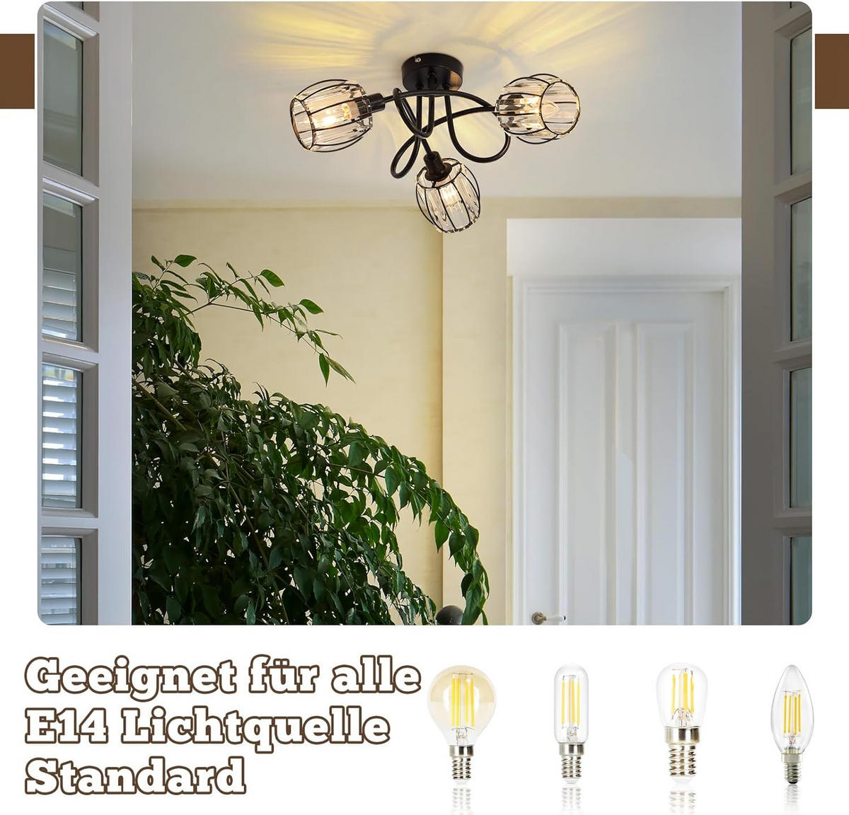 DECKENSTRAHLER Flammenschanz 20.5/20.5/40 cm - Schwarz, Glas (40/20.5/20.5cm) - ZMH