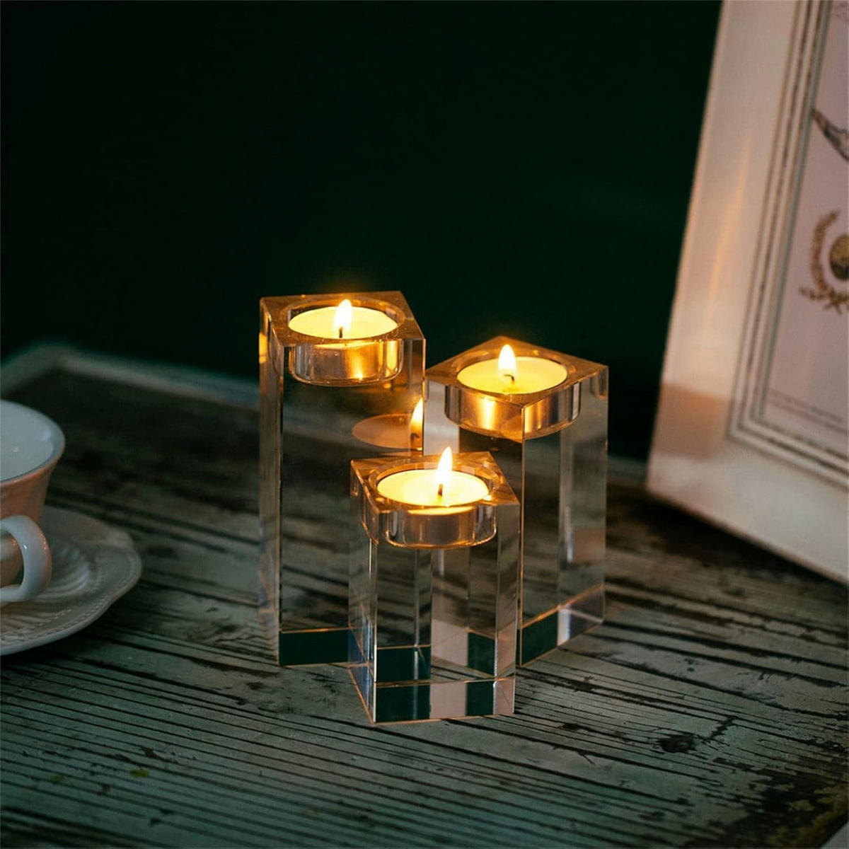 KERZENSTÄNDER 3-teiliges Set Kristallglas Transparent - Transparent, Glas (12cm)