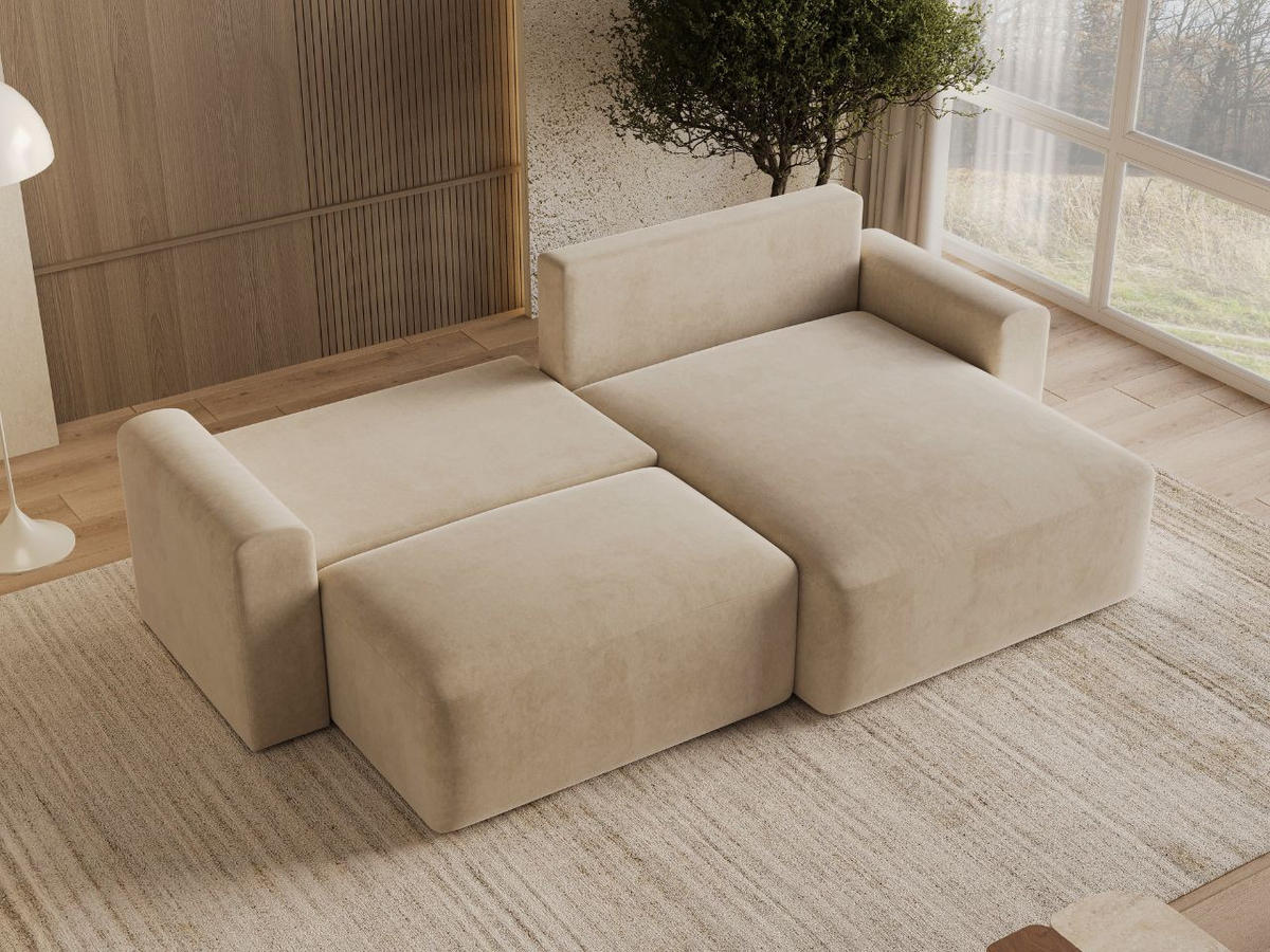 ECKSOFA Aurora Beige - Beige, Holz/Textil (259/145cm) - Graingold