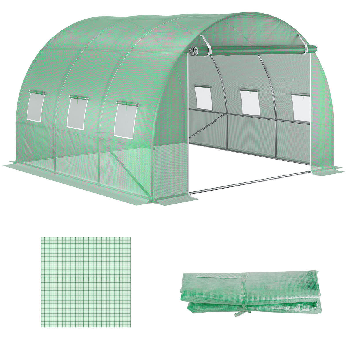 ERSATZFOLIE DE-05841 für 3×3×2 m Gewächshaus 300/300/200 cm Grün - Grün, Kunststoff (300/200/300cm) - ComfortXL