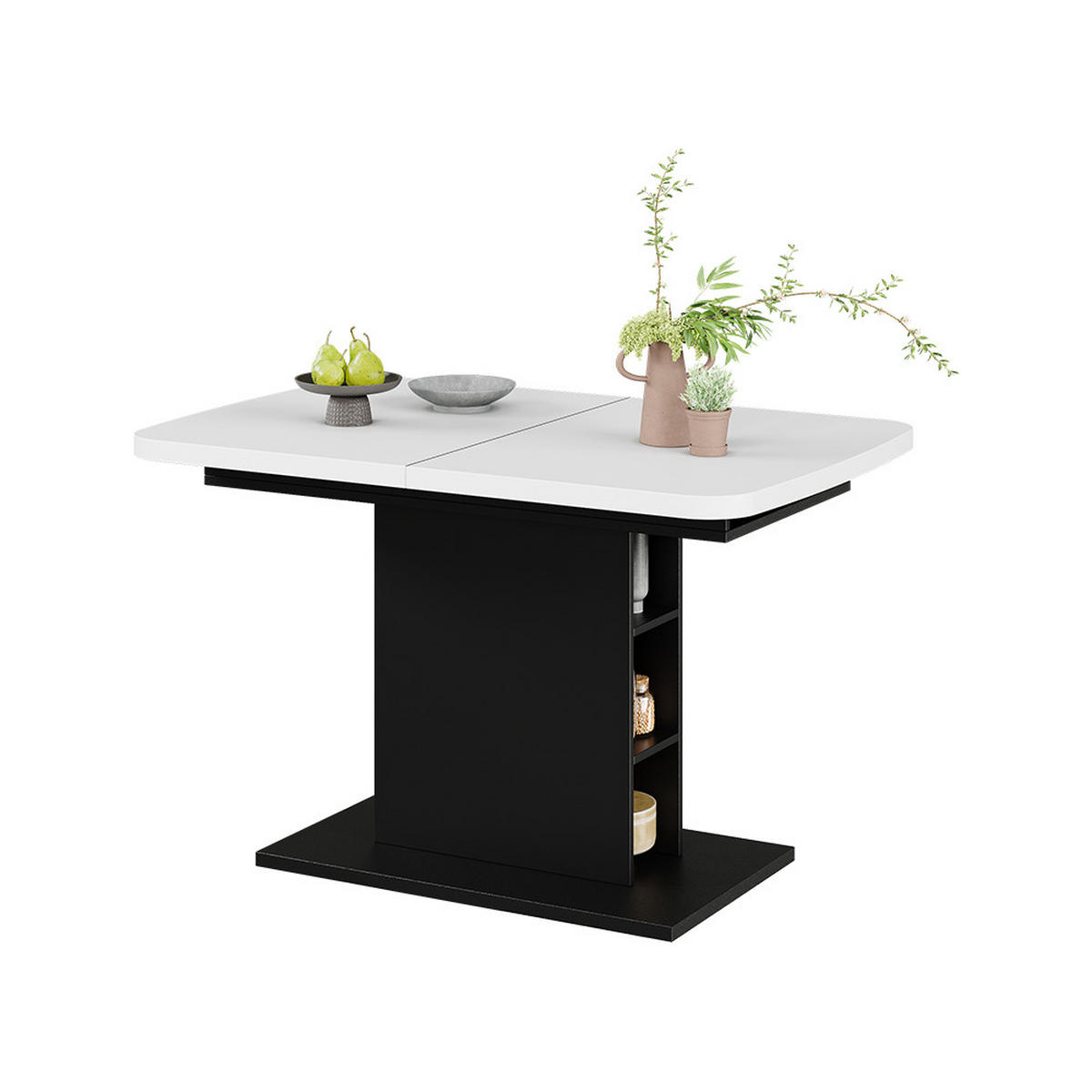 ROZKLÁDACÍ JÍDELNÍ STŮL Fenaro Bílá/černá - bílá/černá, kompozitní dřevo (80/120/77.3cm) - Vicco
