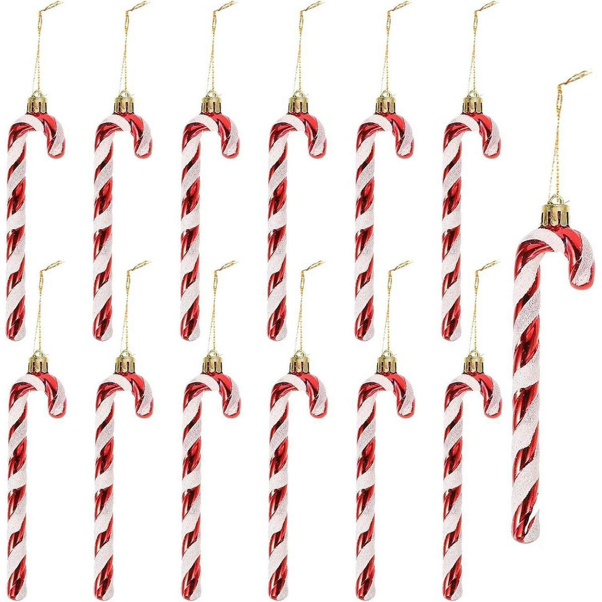 WEIHNACHTSBAUMSCHMUCK 12-teiliges Set Zuckerstangen rot-weiß - Multicolor, Kunststoff (3/1/10cm)