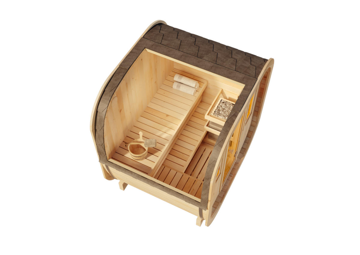 FASSSAUNA Holz ScandiCube Mini XS - Naturfarben, Holz (210/214/166cm) - FinnTherm