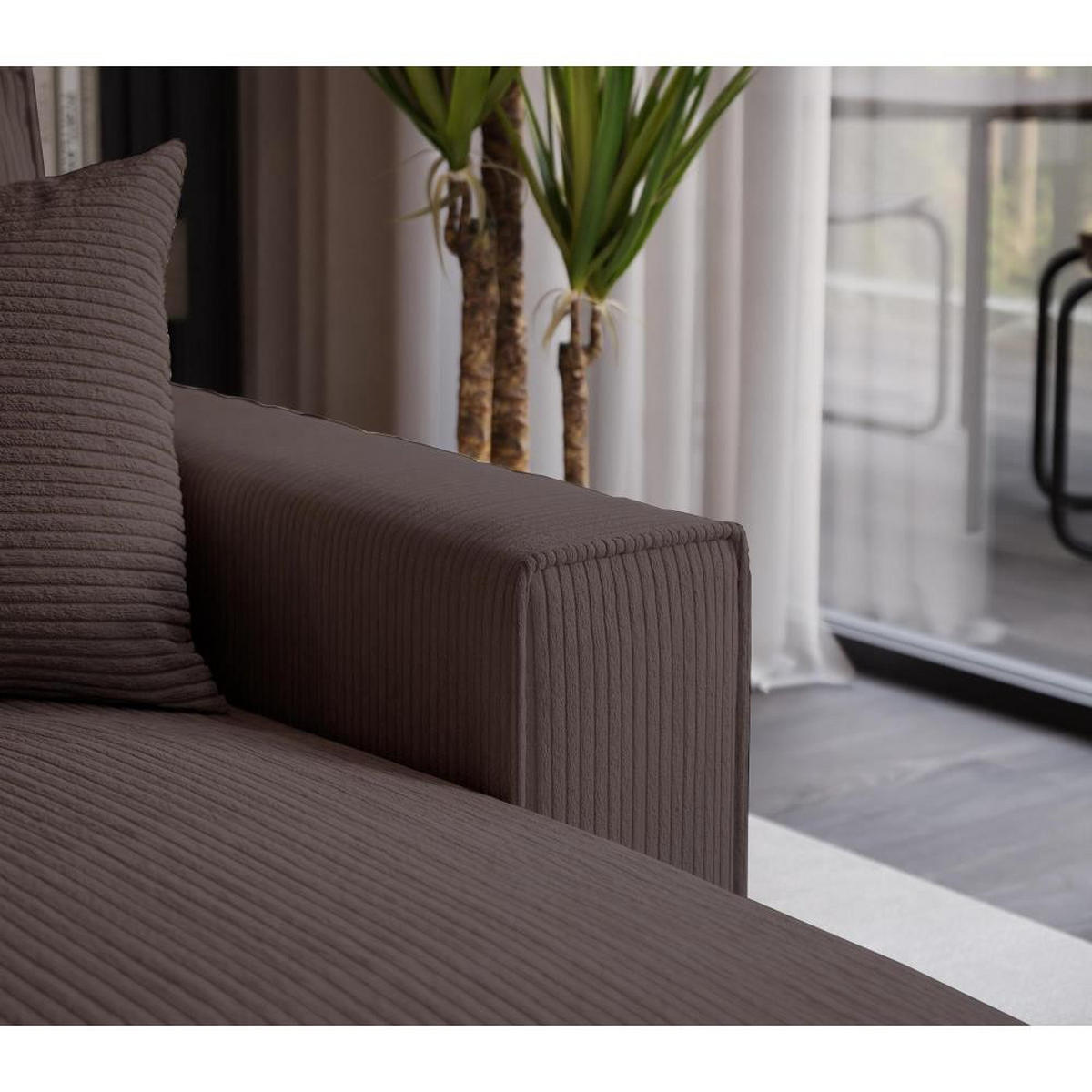 ECKSOFA Parys L braun - Schwarz/Braun, Kunststoff/Textil (290/185cm) - Beautysofa