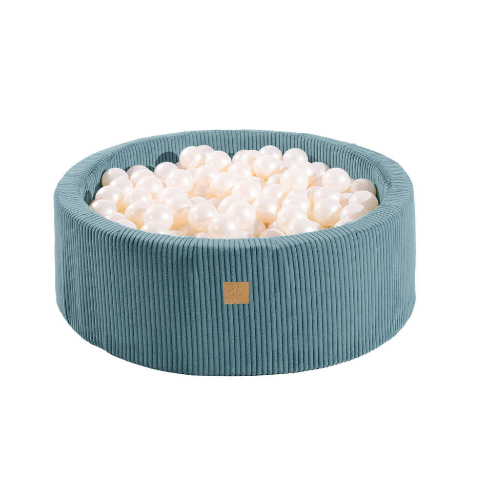 BÄLLEBAD für Kinder, Cord, Türkis - Türkis/Weiß, Textil (90/90/30cm) - MeowBaby