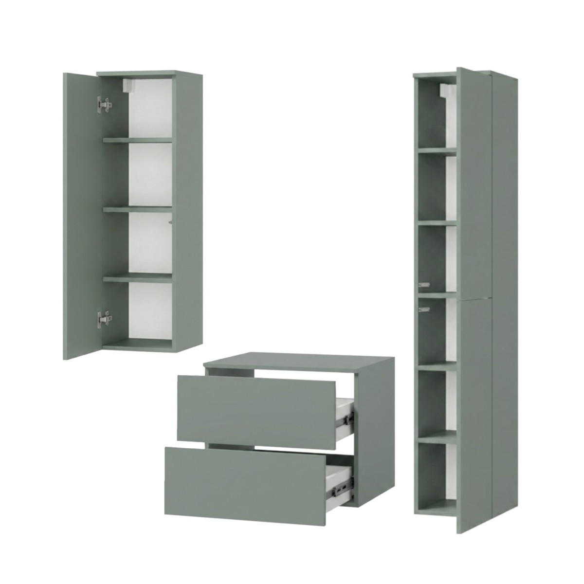 BADMÖBEL-SET Color Aloe 3-Teilig (2S 60 + 1D 100 + 2D 160) - Dunkelgrün, Holzwerkstoff (120/160/45cm) - mzm24