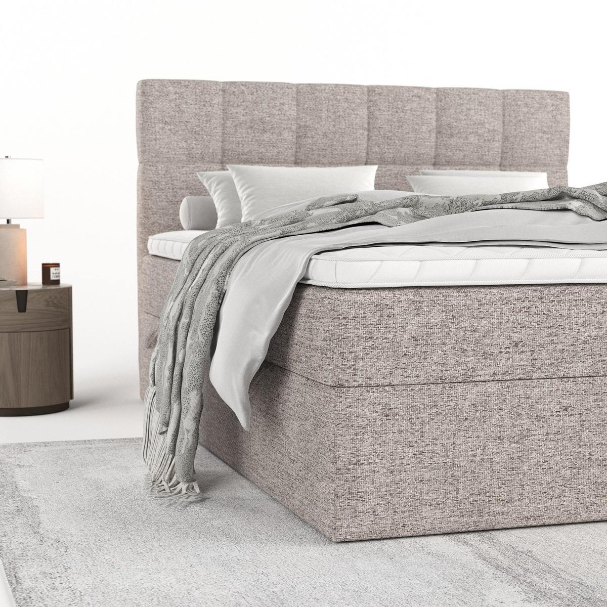 POSTEL BOXSPRING VARENO 200/200 Béžová - černá/béžová, kov/dřevo (200/200cm) - AltaBeds
