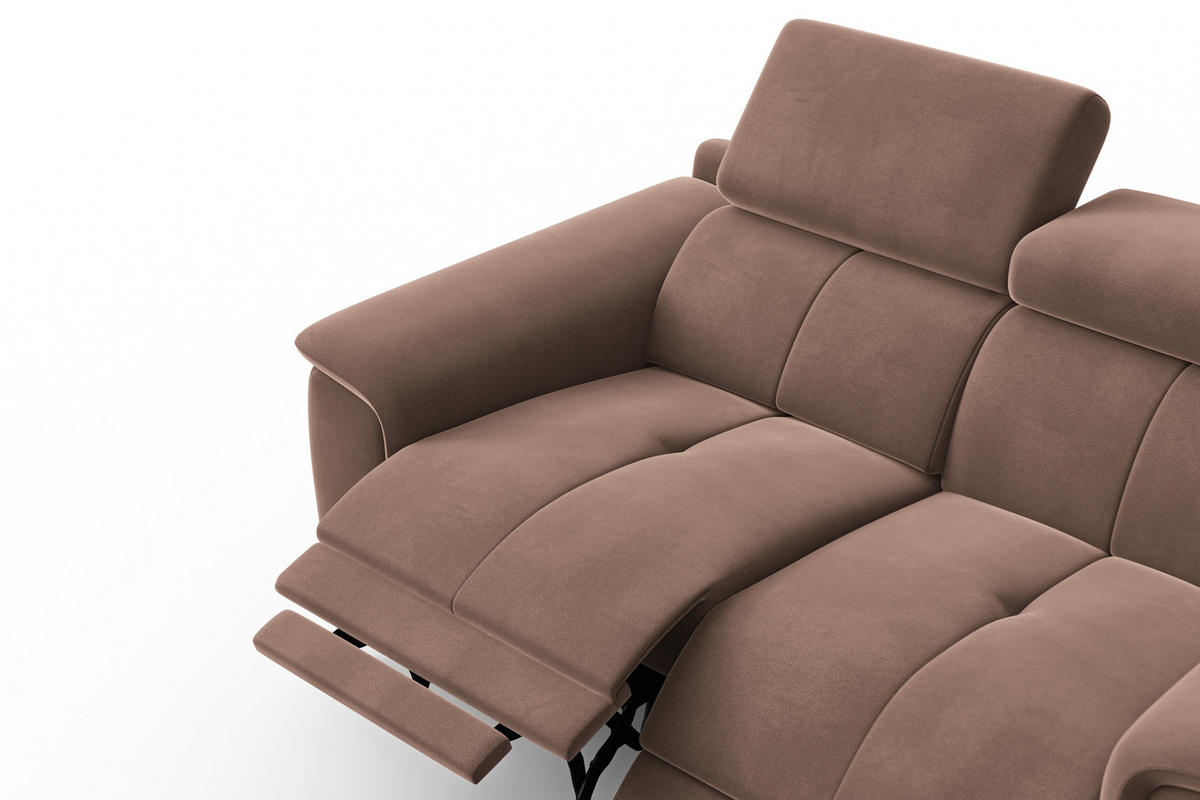 SOFA RELAX FIERO 2-Sitzer, Brauner Veloursstoff - Schwarz/Braun, Holz/Textil (170/82/103cm) - Courtois Laville