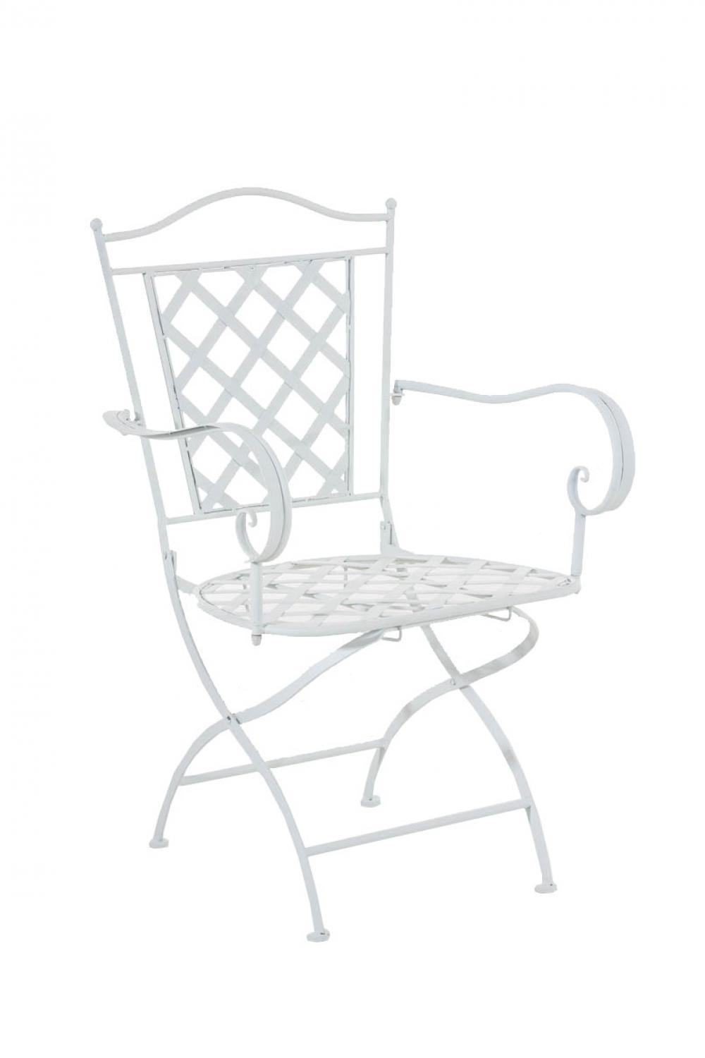 GARTENKLAPPSTUHL Metall Weiß - Weiß, Metall (56/93/51cm) - CLP
