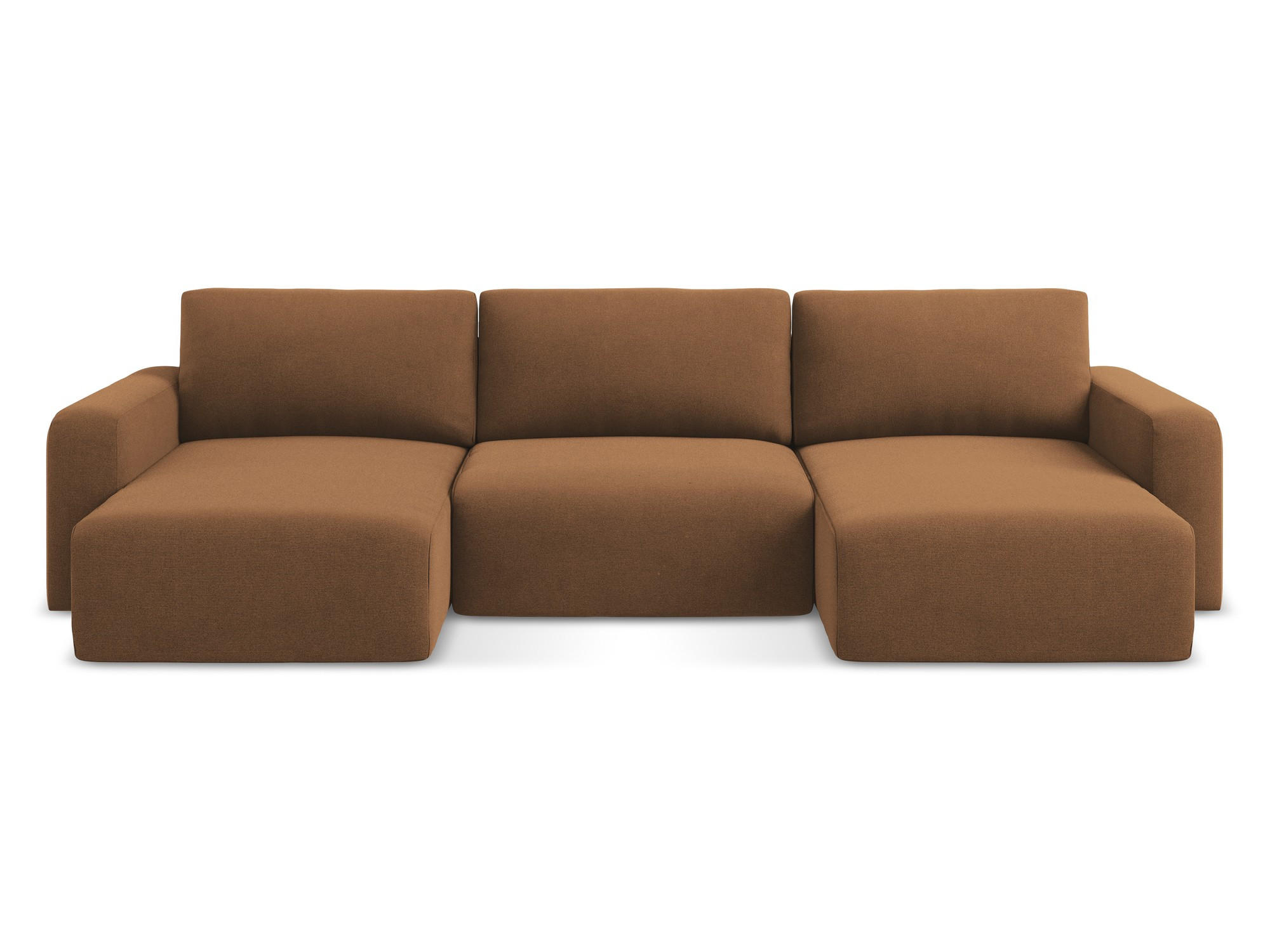 WOHNLANDSCHAFT Strukturstoff Stoff Orange - Beige/Terra cotta, Kunststoff/Textil (332/79/149cm) - Makamii