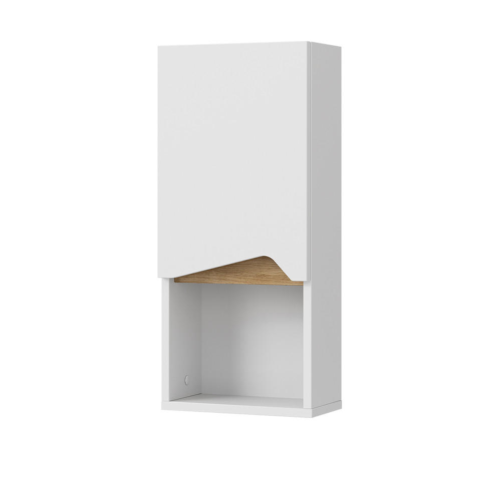 BADSCHRANK Marelle Weiß 30 x 67 cm mit Tür und offenem Fach - Weiß/Eiche Artisan, Holzwerkstoff (30/67/17cm) - Vicco