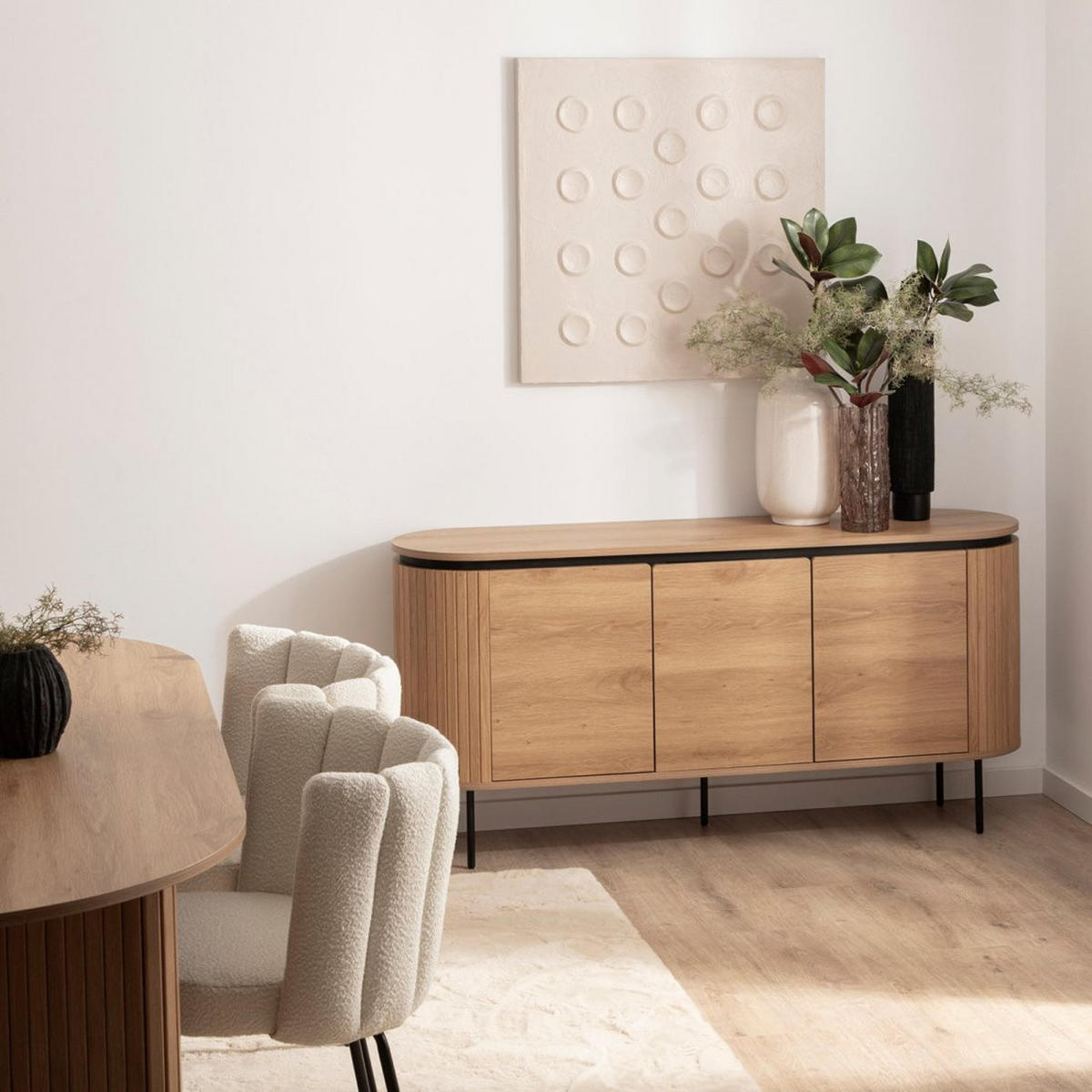 ANRICHTE NIEDRIGE Helios Natürlich 160 cm x 76 cm - Naturfarben, Holzwerkstoff (160/76/40cm) - Klast Home