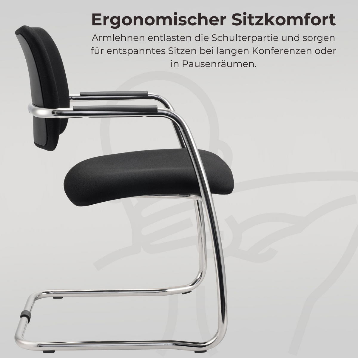 FREISCHWINGER Besucherstühle (2er-Set) 59/56/81 cm in Schwarz - Schwarz, Metall (56/81/59cm) - bümö