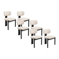 STUHL 6er-Set - Strukturstoff Bicolor & Kautschukholz schwarz - Creme & Beige - WILANA - Beige, Textil (60/85/56cm) - Vente-Unique