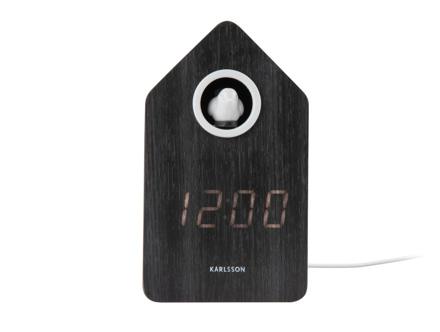 WECKER Cuckoo LED hout 9/6/15 cm - Schwarz, Holz (6/15/9cm) - Karlsson