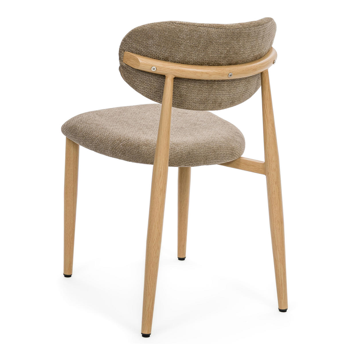STUHL ALMO gepolstert Beine in Holzoptik - beige - Chenille - Hellbraun/Eichefarben, Textil/Metall (47/77/54cm) - NEW HOME