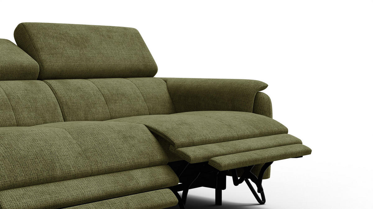 RELAXSOFA RODEN 3-Sitzer, olive - Olivgrün, Holz/Textil (194/82/103cm) - Courtois Laville