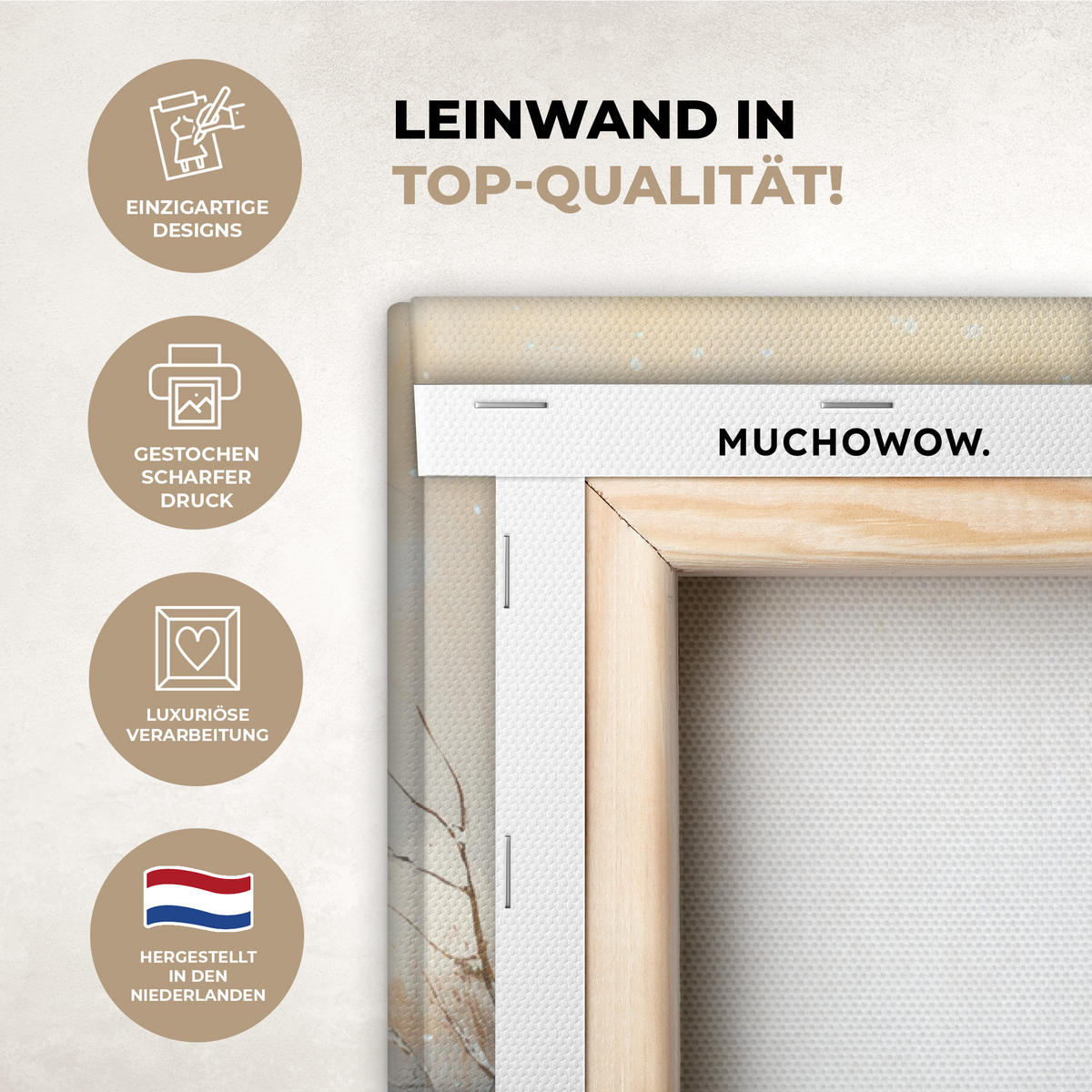 LEINWANDBILD Weihnachten - Zuhause - Winter - Schnee Wanddeko Schlafzimmer 60x90 cm - Creme, Textil (60/90cm) - MuchoWow