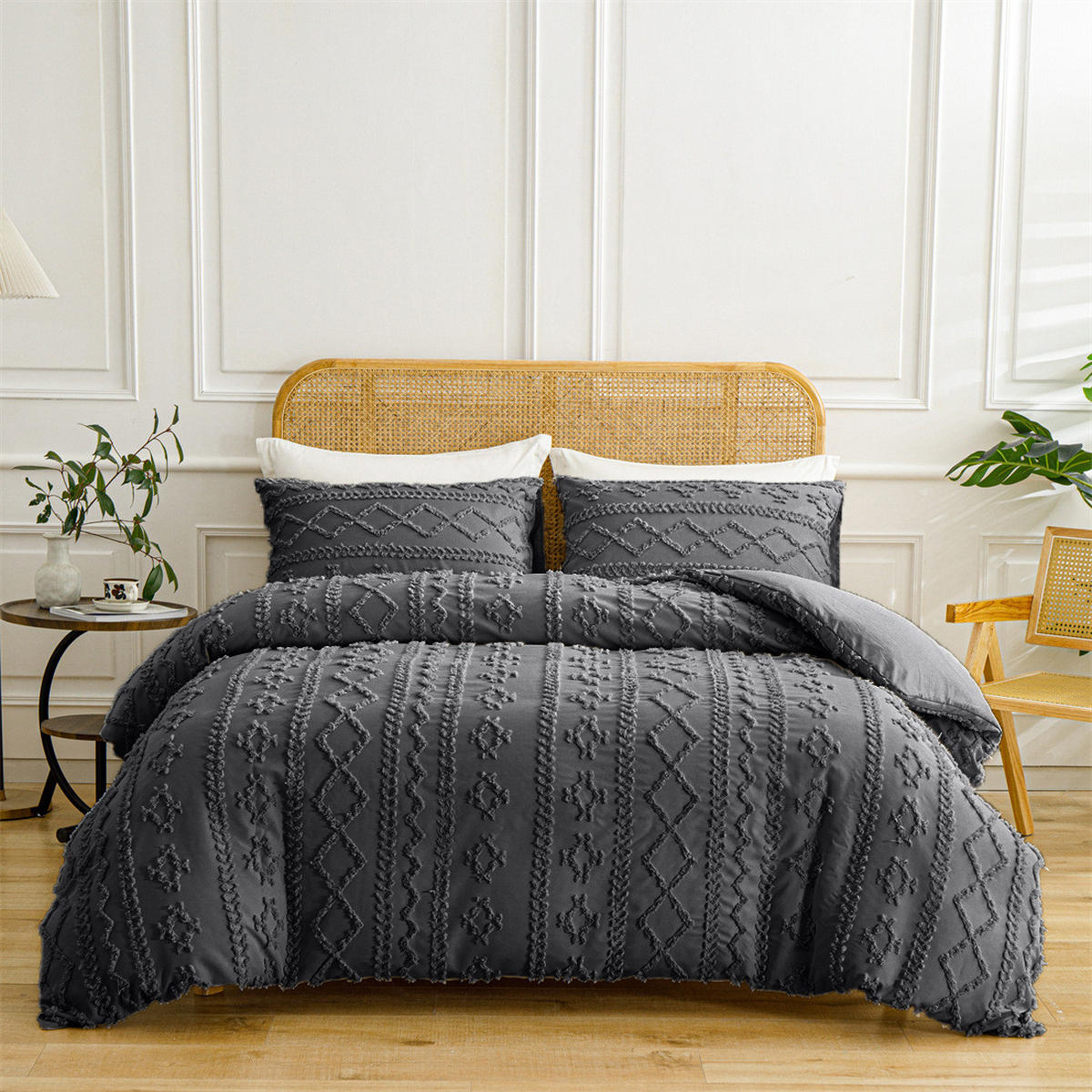 BETTBEZUG (200 x 230 cm) + zwei Kissenbezüge (51 x 76 cm) – Grau - Grau, Textil (230/200cm)