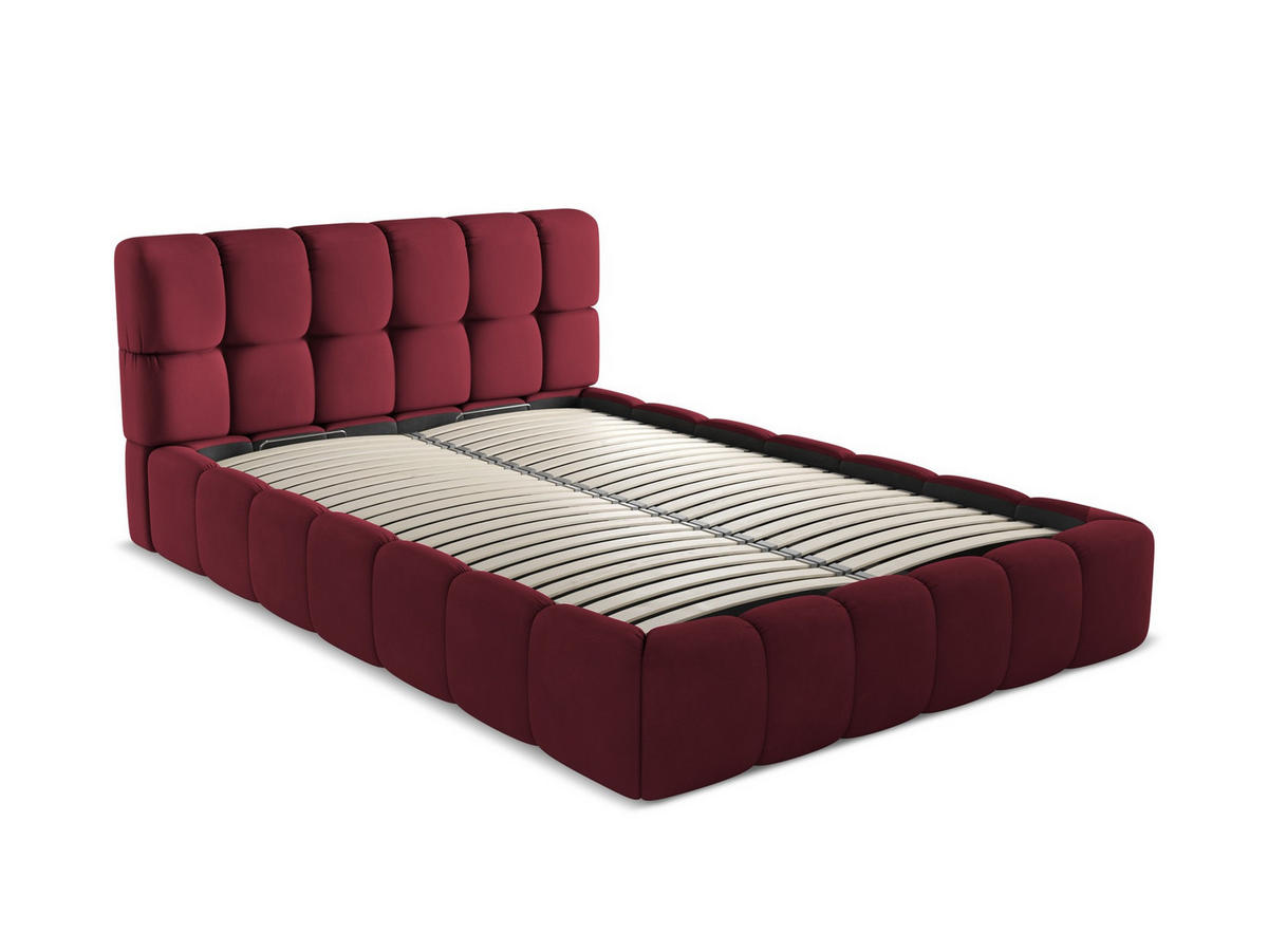 POLSTERBETT mit Bettkasten und Lattenrost 160x228 Rot - Rot/Weinrot, Kunststoff/Textil (140/200cm) - Makamii