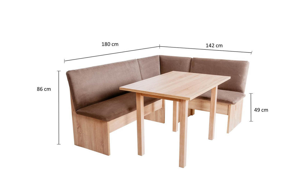 ECKBANKGRUPPE Die Vielseitige Tisch II - Eichefarben/Braun, Holzwerkstoff/Buchenholz (145/86/185cm) - Kundler Home