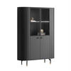 VITRINE ELODIE mit LED-Beleuchtung Schwarz - Schwarz, Holzwerkstoff (112/155/40cm) - Lookway