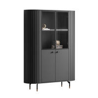 VITRINE ELODIE mit LED-Beleuchtung Schwarz - Schwarz, Holzwerkstoff (112/155/40cm) - Lookway