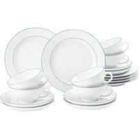 TEESERVICE Sonate Blue Lines weiß-blau 18er Set - Blau/Weiß, Keramik (20.6/28.4/20.6cm) - Seltmann Weiden