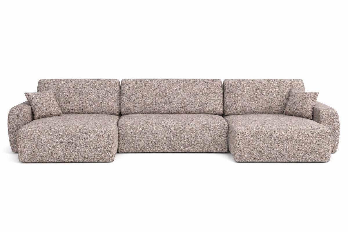 ECKSOFA Mit Schlaffunktion Und Bettkasten U-Form Ariel U, Chenille-Stoff Artico, Beige - Beige, Holz (342/142cm) - Kaiser Möbel