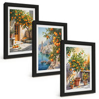 BILDER SET 3er Set - 20x30 cm Schwarzer Rahmen - Gemalte Zitruslandschaften - Schwarz, Kunststoff (20/30cm) - TULUP