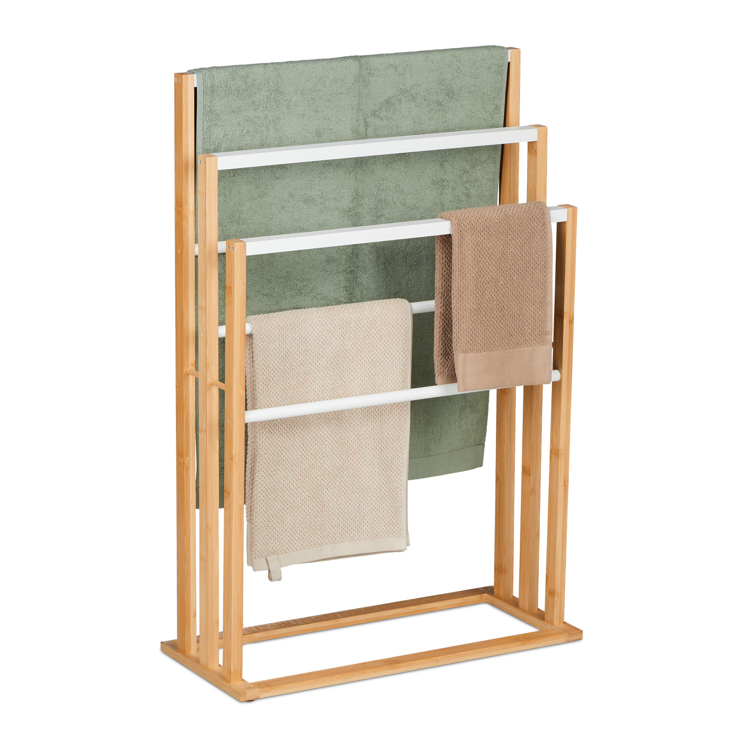 HANDDUKSSTÄLL natur vit bambu 6 stänger Ljusbrun 82/55/24 cm