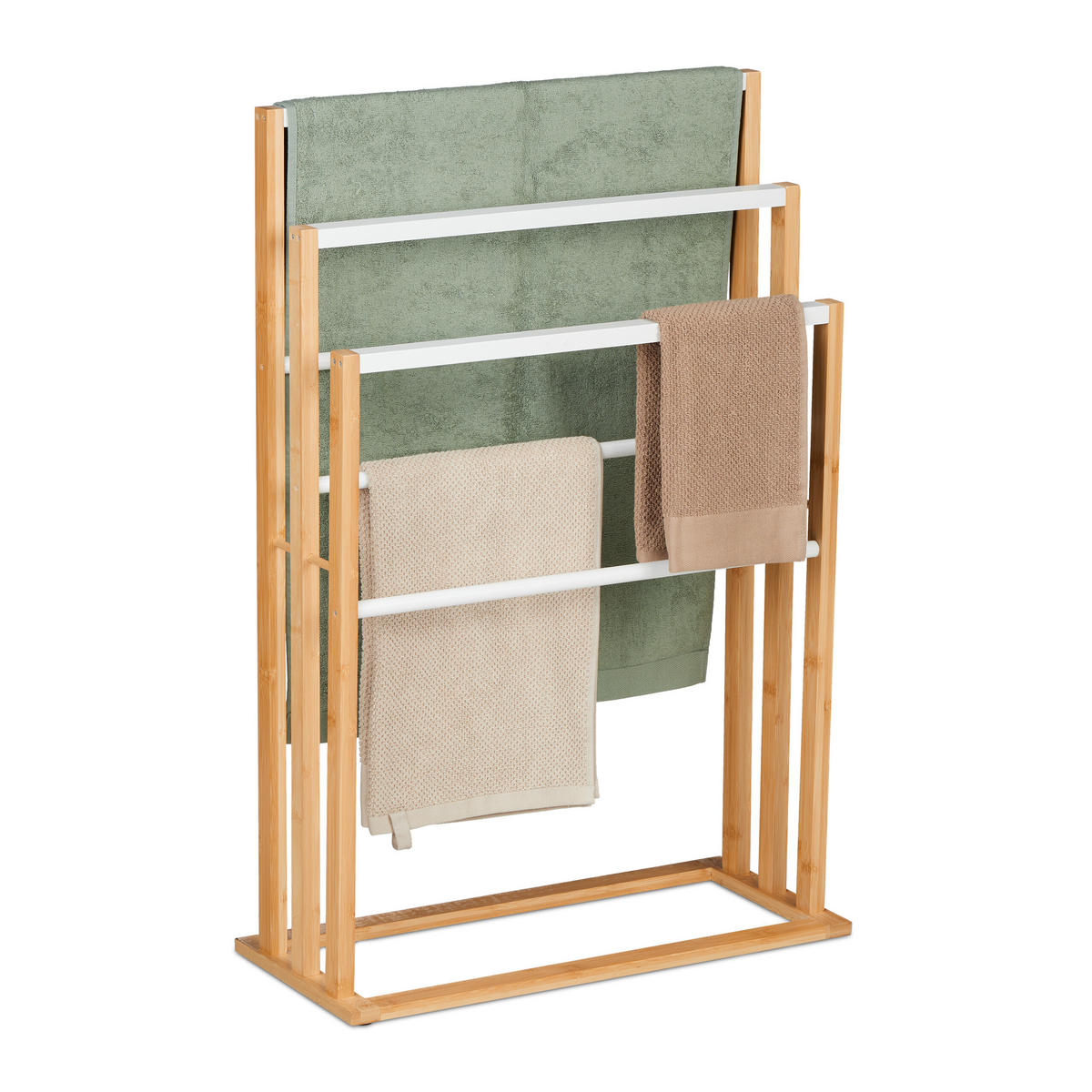HANDTUCHSTÄNDER - Hellbraun, Holz (55/82/24cm) - Relaxdays
