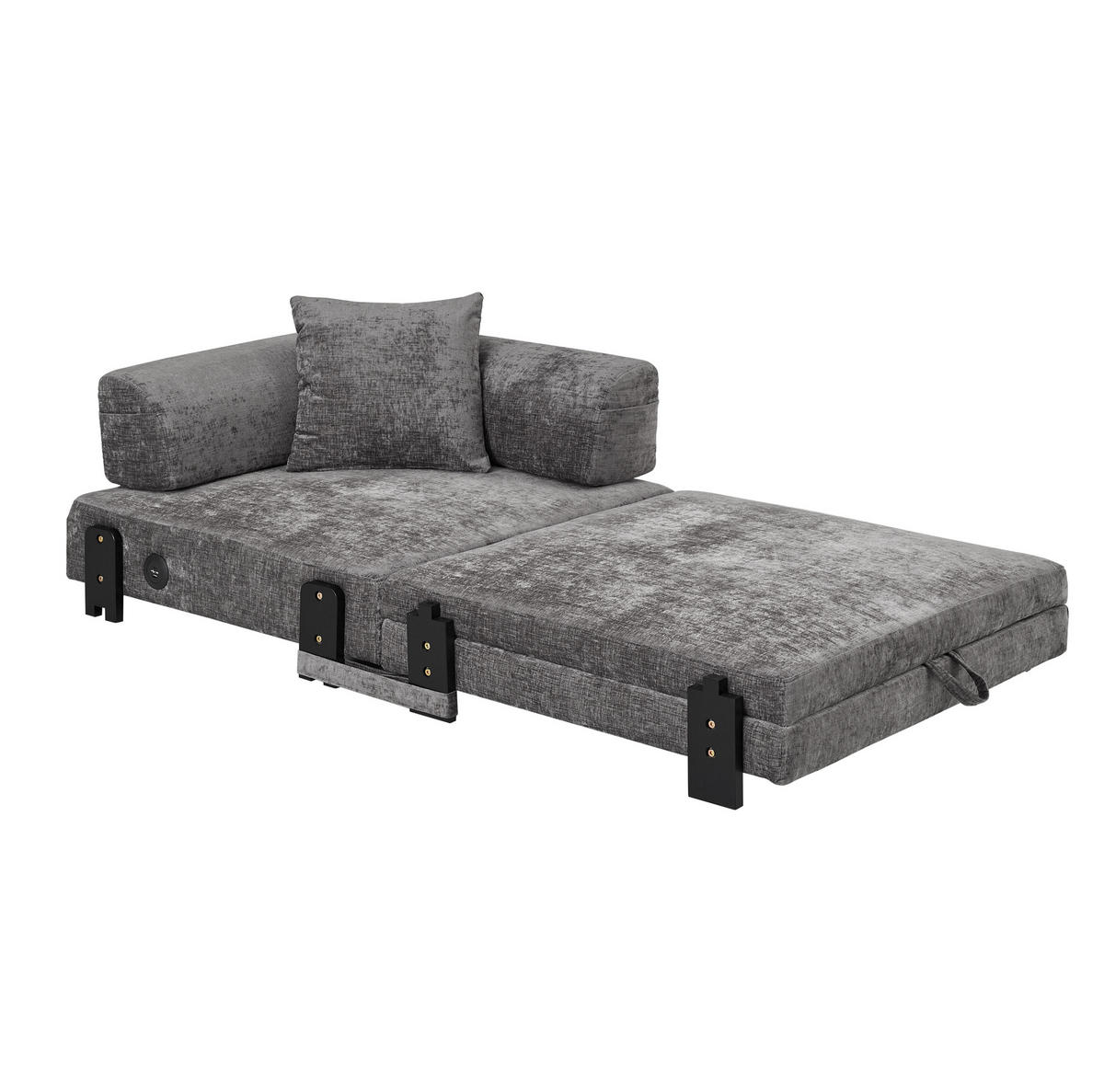 SOFA 2-in-1 mit Schlaffunktion Stoff Dark Grey - Dunkelgrau, Textil (170.5/48/84cm) - Meubliv