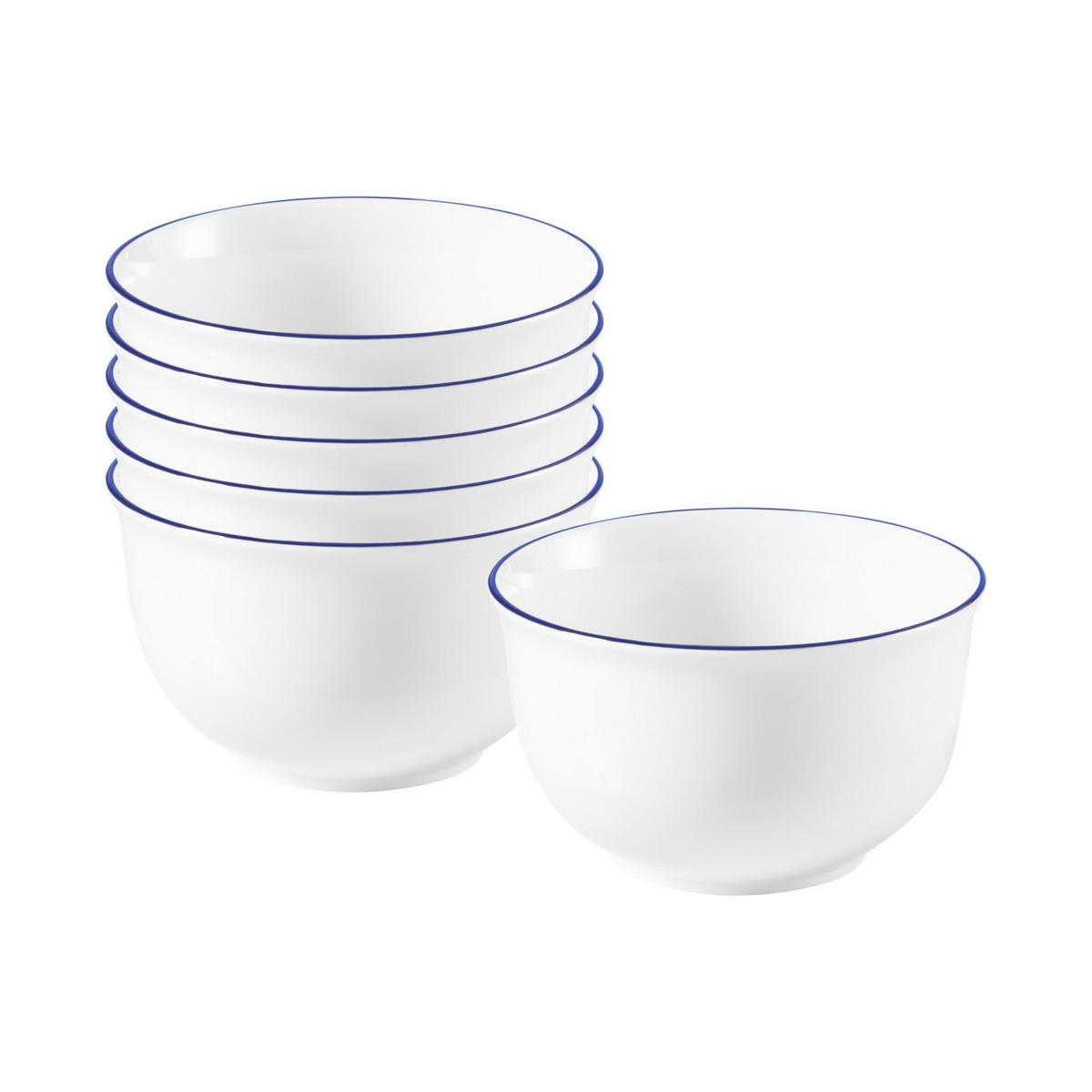 MÜSLISCHALEN Compact Blaurand weiß-blau ø 12,7 cm 6er Set - Blau/Weiß, Keramik (12.7cm) - Seltmann Weiden