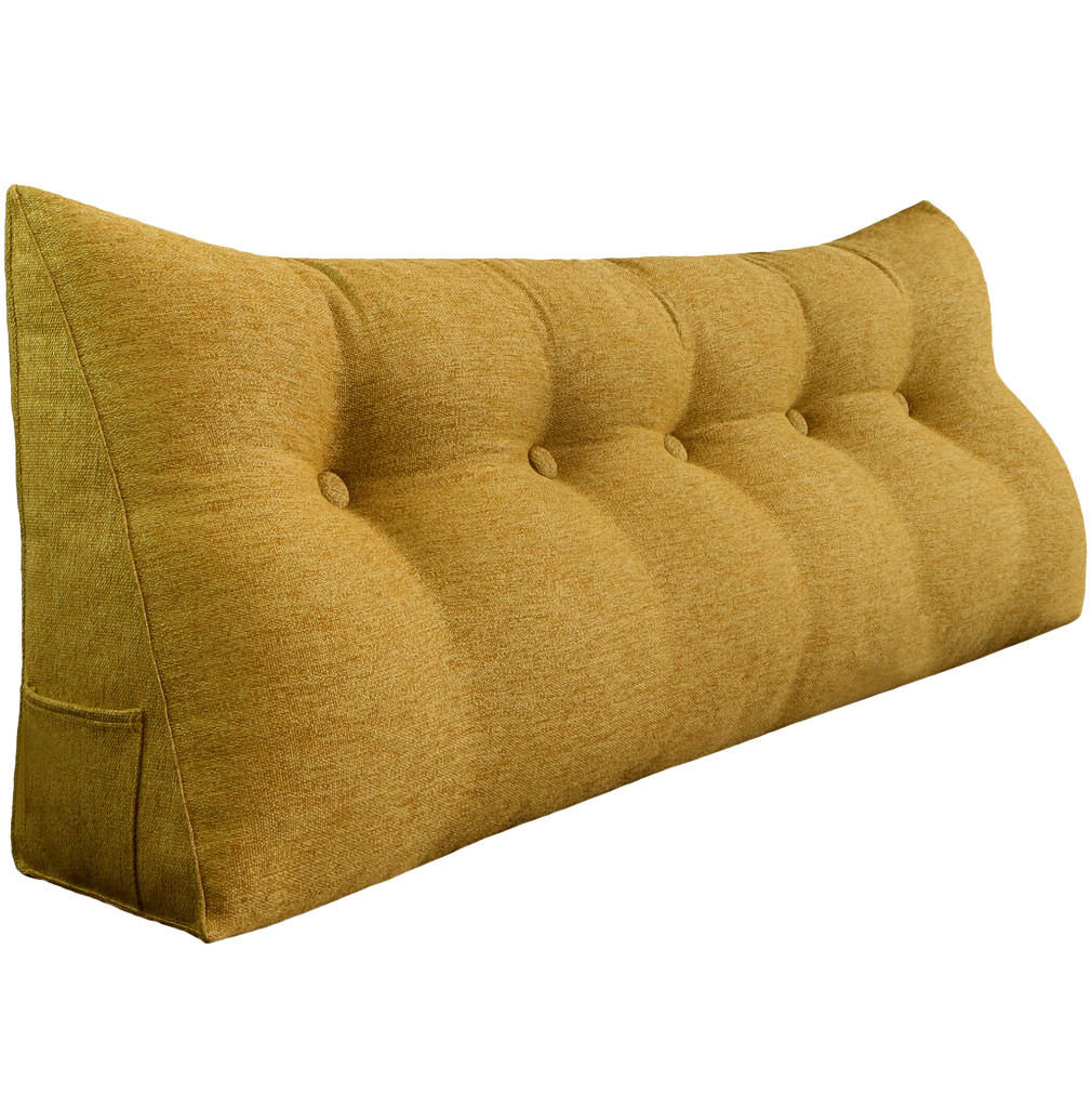 RÜCKENKISSEN für Bett Leinenlook Gelb 160 cm - Gelb, Textil (50/160cm) - Vercart