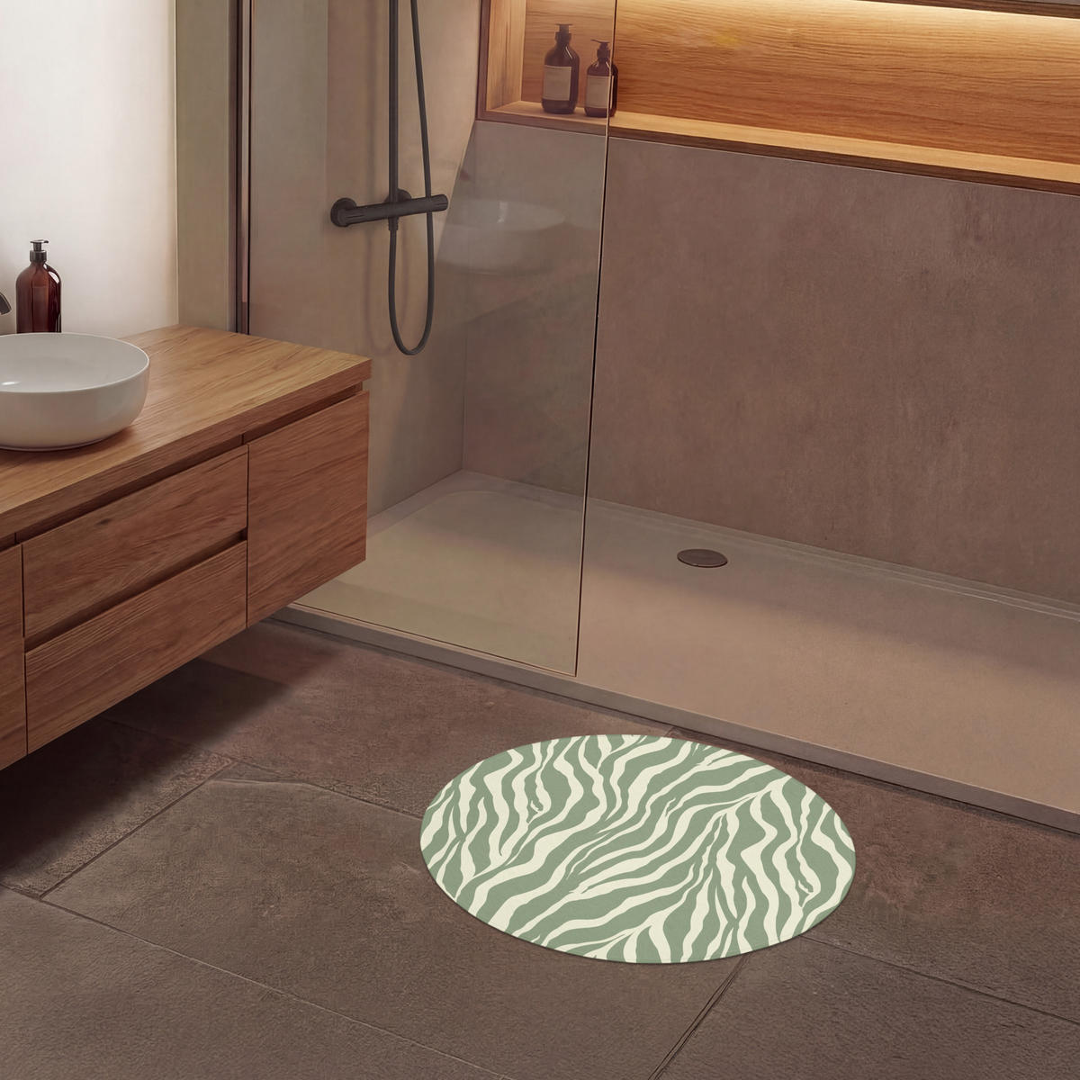 KOUPELNOVÁ PŘEDLOŽKA Zebra - Motiv - zelená 70x70 cm - šalvějově zelená, textil/plast (70/70cm)