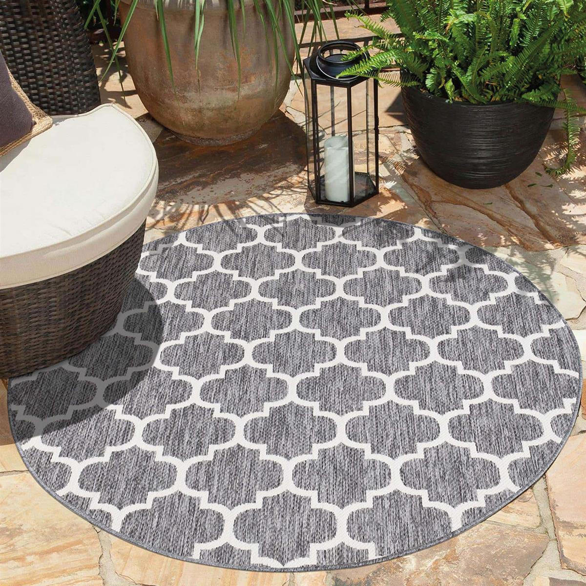 OUTDOOR-TEPPICH Sun 462 Grau 200 cm Rund - Grau, Textil (200/200cm) - carpet city