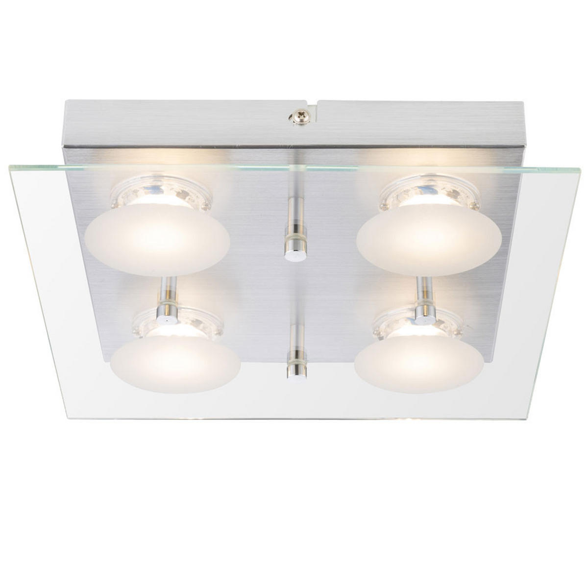 LED DECKENLEUCHTE Aluminium Silber Glas - Silberfarben, Glas (24/24/5.8cm) - Globo Lighting