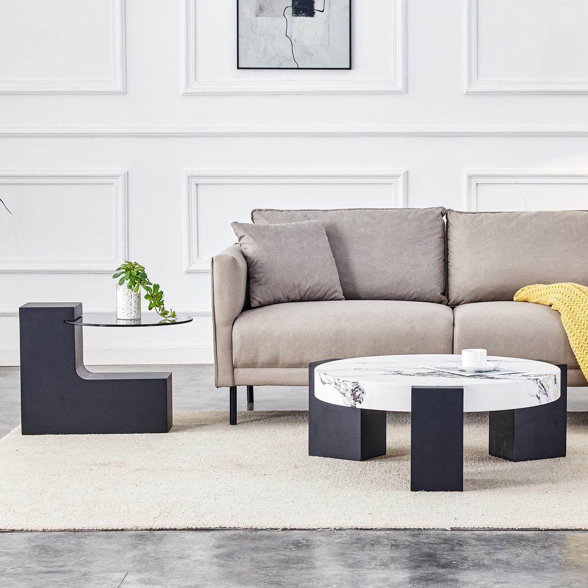 COUCHTISCH DE-180 Set 2-teilig Weiß - Weiß, Holzwerkstoff (61/61/30cm) - ComfortXL