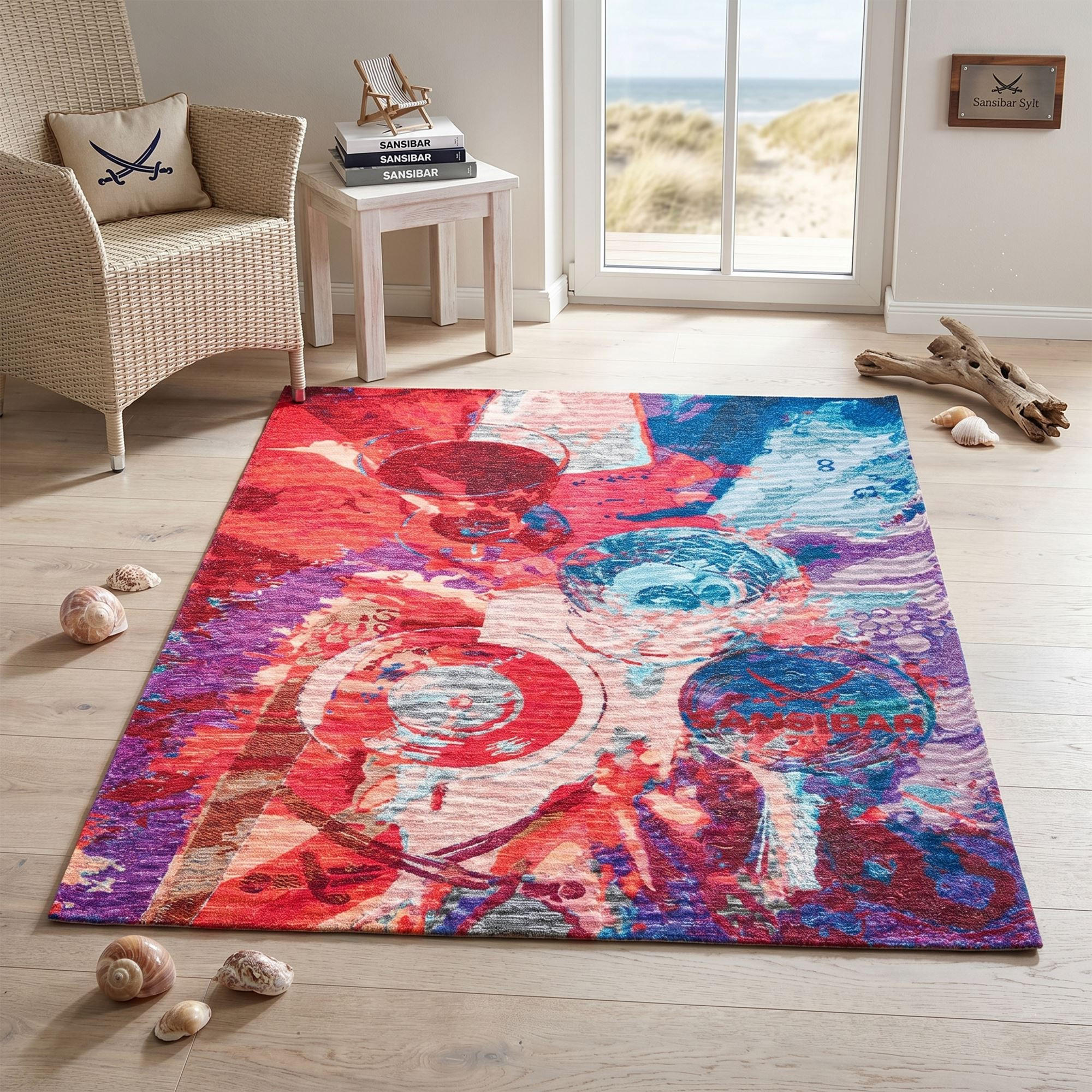 Sansibar Sylt Flachwebteppich Mehrfarbig 130x130 cm